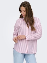 ONLY Pink Loose Fit Striped Shirt - Image 3 of 5