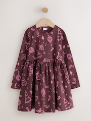朱古力啡色 - Jersey Long Sleeve Dress (3-16yrs) - 圖片 4，共 7