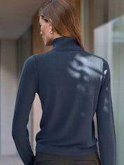 Marineblau/blau - N.Premium Merino Wool Roll Neck Jumper - Bild 3 von 8