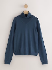 Marineblau/blau - N.Premium Merino Wool Roll Neck Jumper - Bild 6 von 8