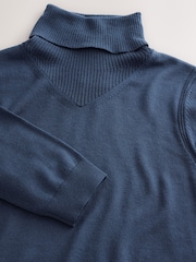 Marineblau/blau - N.Premium Merino Wool Roll Neck Jumper - Bild 7 von 8