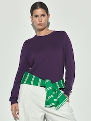 Purple Cotton Rich Soft Touch Long Sleeve Crew Neck Jumper - Image 1 of 4
