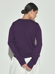 Purple Cotton Rich Soft Touch Long Sleeve Crew Neck Jumper - Image 3 of 4