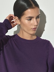 Purple Cotton Rich Soft Touch Long Sleeve Crew Neck Jumper - Image 4 of 4