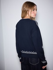 Navy emb Supersoft Crew Neck Long Sleeve Jumper - Image 3 of 8