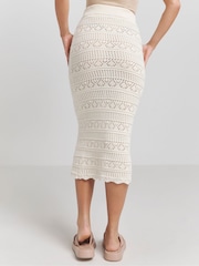 Simply Be Cream Crochet Co-Ord 100% Cotton Midi Skirt - Image 3 of 4