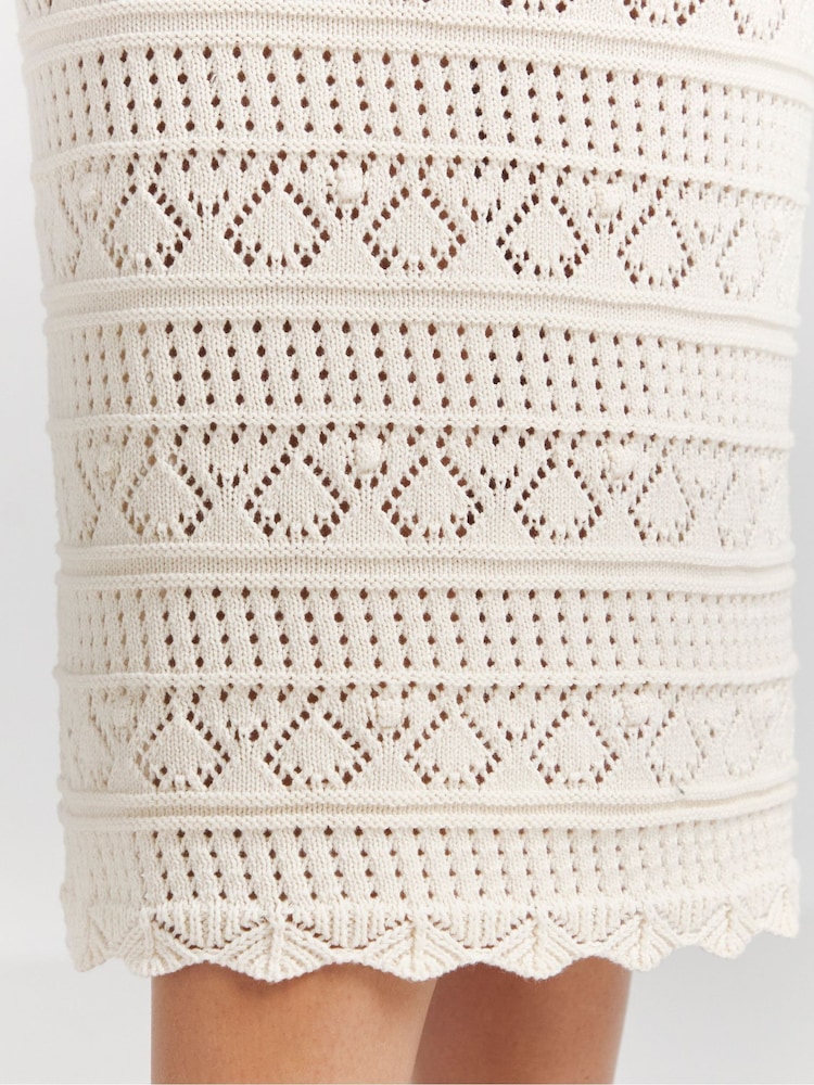 Simply Be Cream Crochet Co-Ord 100% Cotton Midi Skirt - Image 4 of 4
