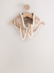 Ecru/Camel Brown Paisley Knitted Scarf - Image 3 of 5