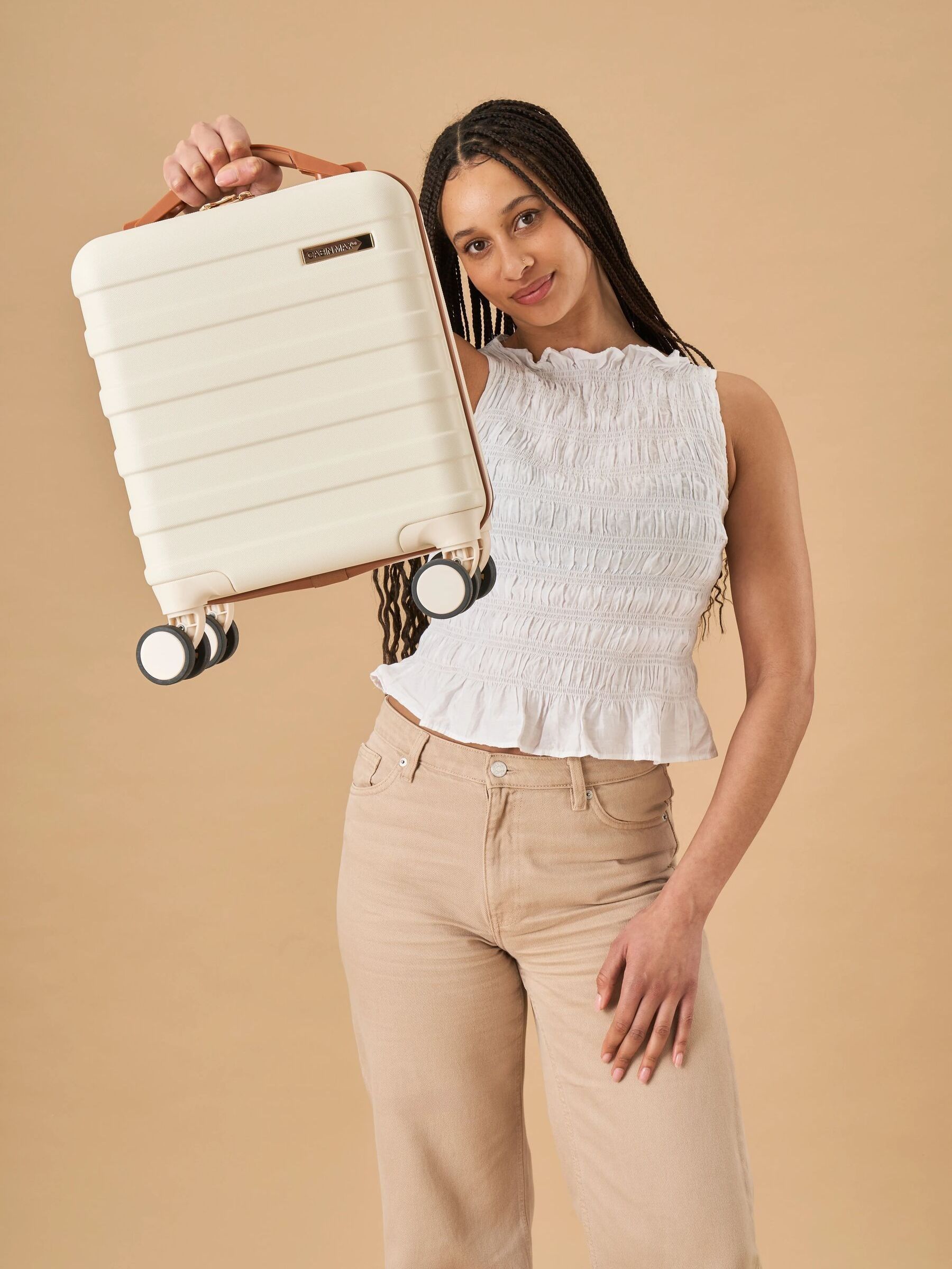 Cabin Max Unisex Cream Anode 24L Hard Shell Underseat Small Suitcase - 40X30x20 Cm In | Size: 40 X 30 X 20 Cm - Image 1