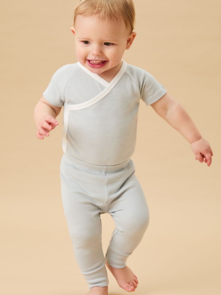 MORI Blue Supersoft Short Sleeve Kimono Bodysuit - Image 2 of 4 MORI Blue Supersoft Short Sleeve Kimono Bodysuit - Image 2 of 4