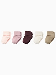 MORI Pink Ribbed Supersoft Socks 5 Pack - Image 1 of 1
