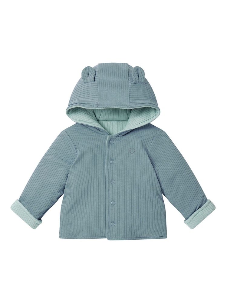 MORI Blue Cosy Ribbed Reversible Coat - Image 1 of 2 MORI Blue Cosy Ribbed Reversible Coat - Image 1 of 2