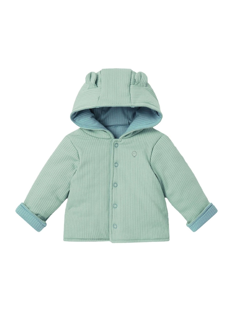 MORI Blue Cosy Ribbed Reversible Coat - Image 2 of 2 MORI Blue Cosy Ribbed Reversible Coat - Image 2 of 2