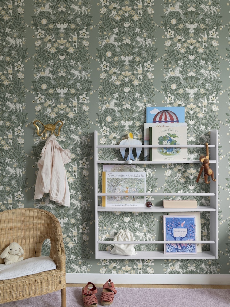 Galerie Wallcoverings Green Resan Kids A4 Wallpaper Sample - Image 1 of 2
