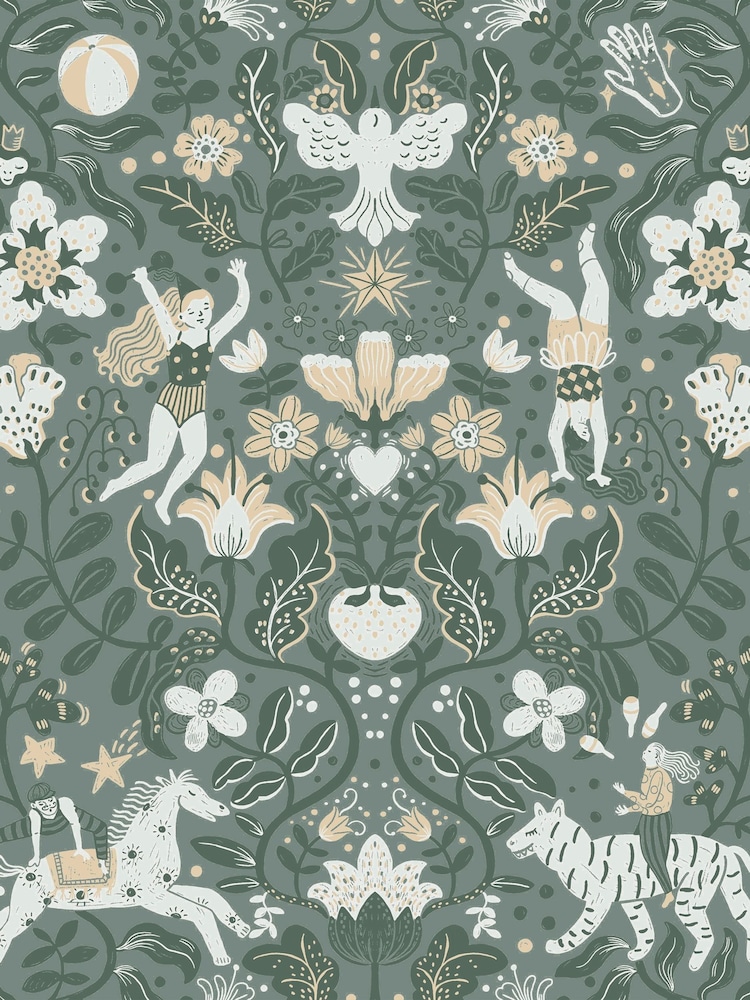 Galerie Wallcoverings Green Resan Kids A4 Wallpaper Sample - Image 2 of 2