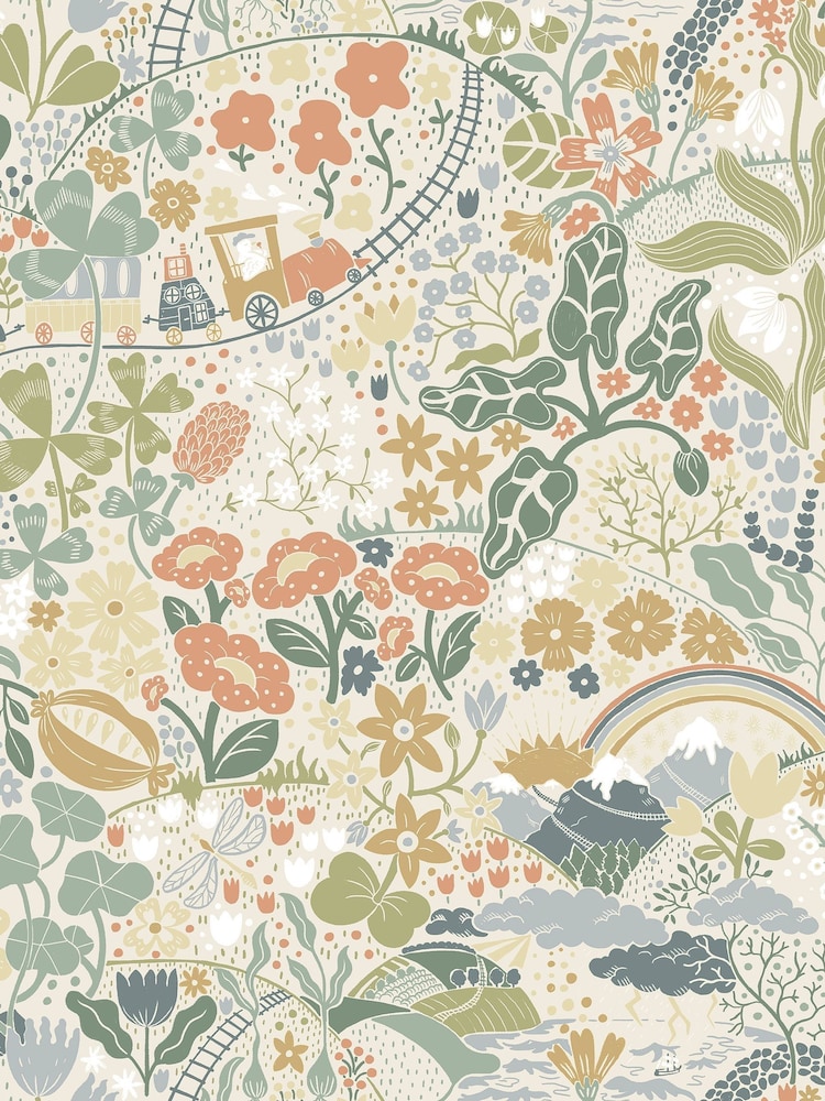 Galerie Wallcoverings Green Resan Kids A4 Wallpaper Sample - Image 2 of 3