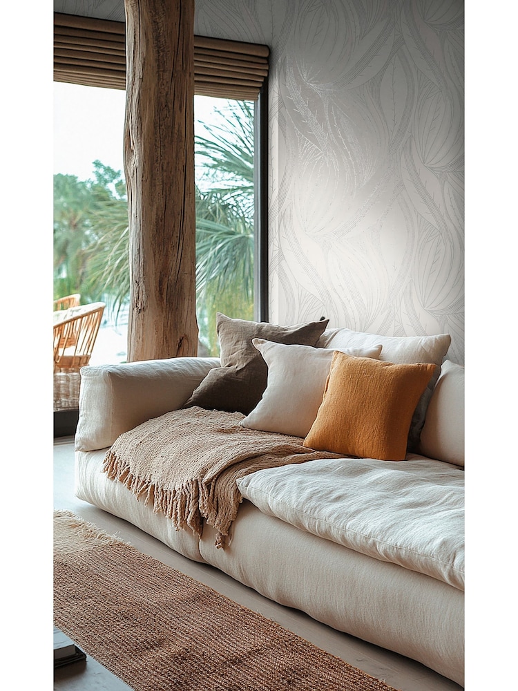 Galerie Wallcoverings White Horizon Tree Leaf A4 Wallpaper Sample - Image 1 of 5