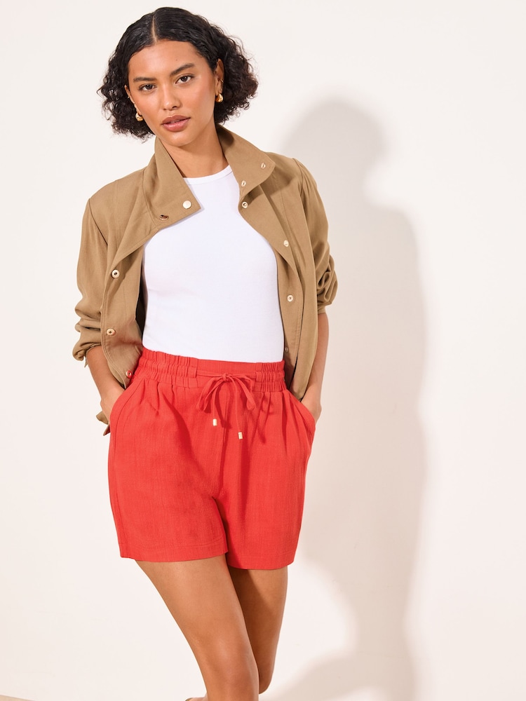 Lipsy Red Touch of Linen Shorts - Image 1 of 4