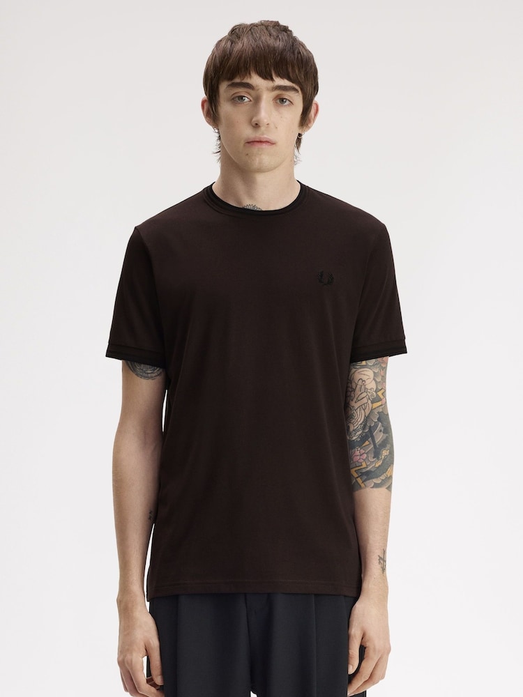 Fred Perry Brown Twin Tipped T-Shirt - Image 1 of 5