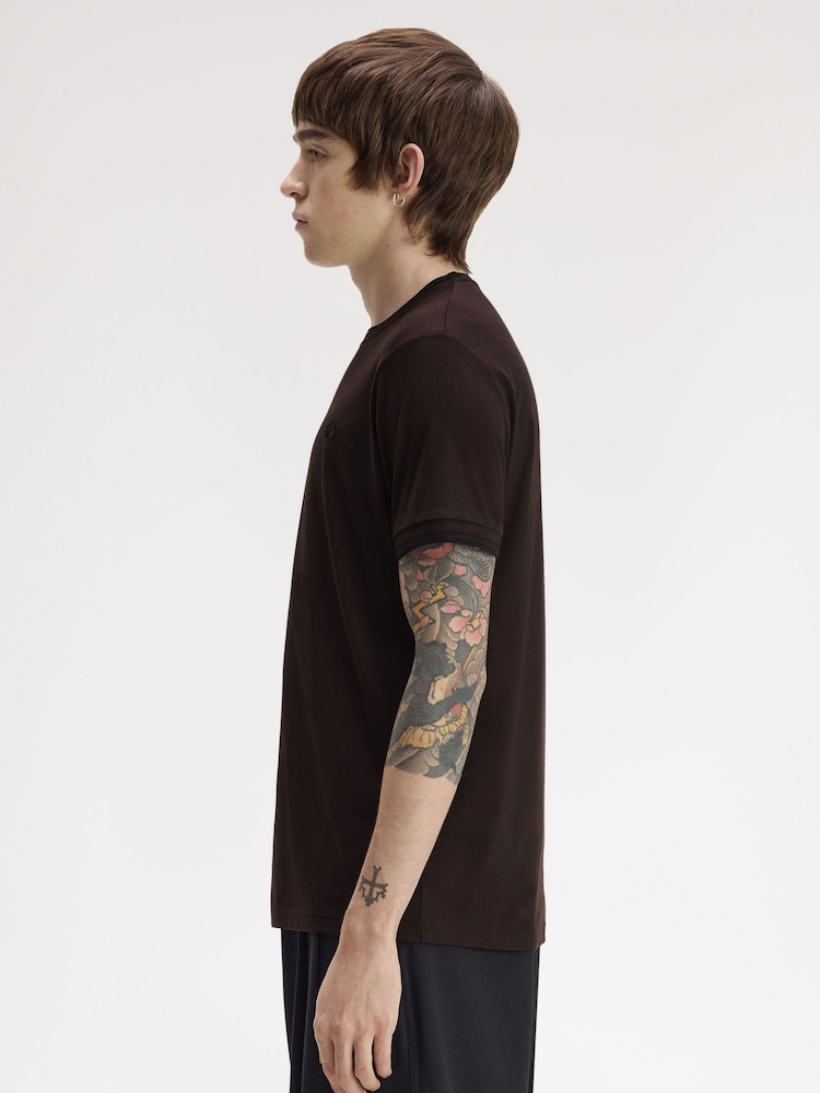 Fred Perry Brown Twin Tipped T-Shirt - Image 2 of 5