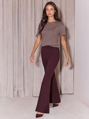 Marrón chocolate - Pantalones de punto de pernera ancha y tiro alto de Lipsy - Imagen 3 de 5