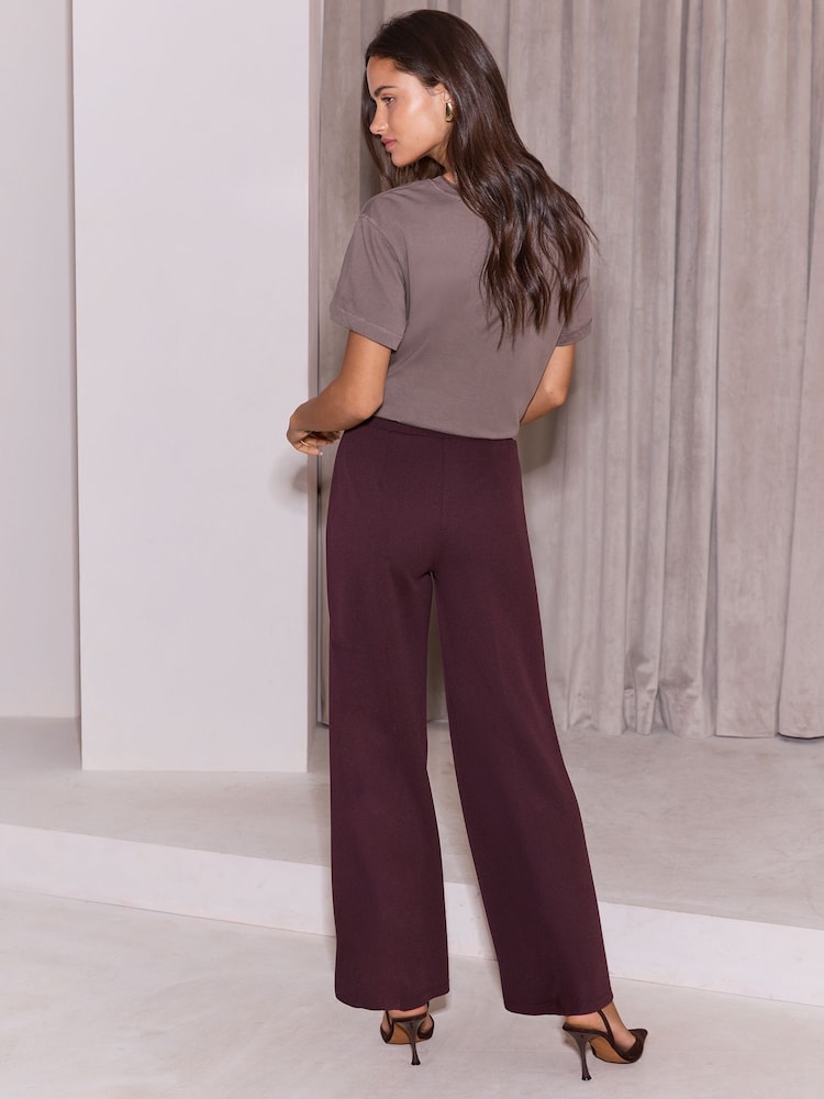 Marrón chocolate - Pantalones de punto de pernera ancha y tiro alto de Lipsy - Imagen 5 de 5 Marrón chocolate - Pantalones de punto de pernera ancha y tiro alto de Lipsy - Imagen 5 de 5