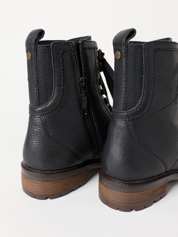 FatFace Marlow Black Wide Fit Leather Wide Fit Ankle Boot - Image 3 of 3 FatFace Marlow Black Wide Fit Leather Wide Fit Ankle Boot - Image 3 of 3