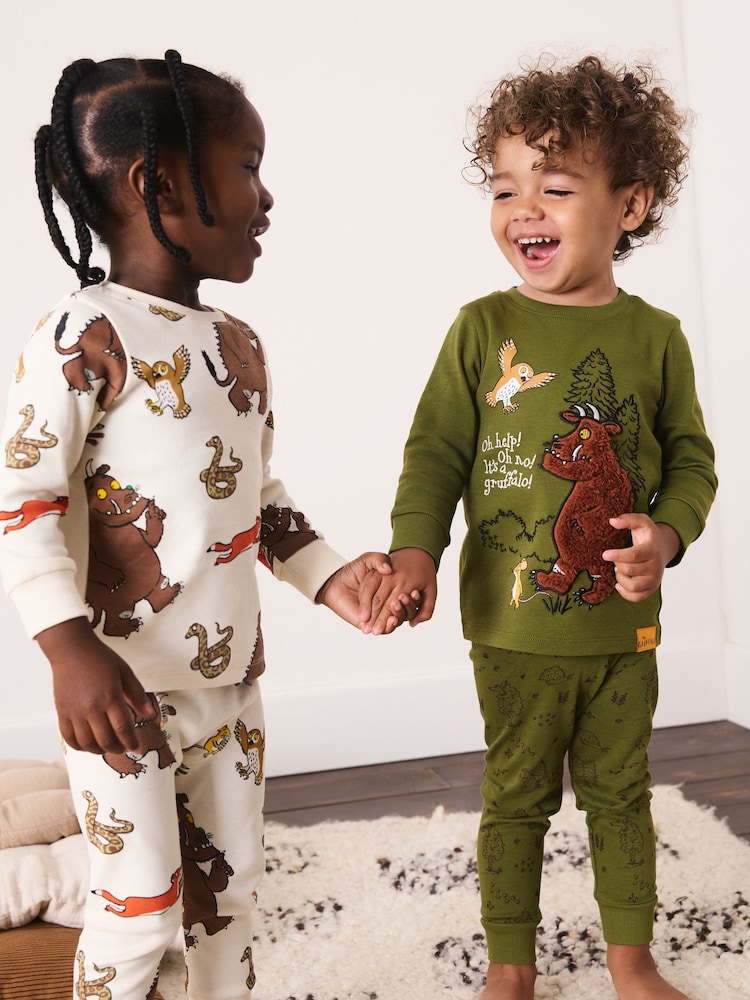 Green/Ecru Gruffalo Snuggle Pyjamas 2 Pack (9mths-8yrs) - Image 1 of 11