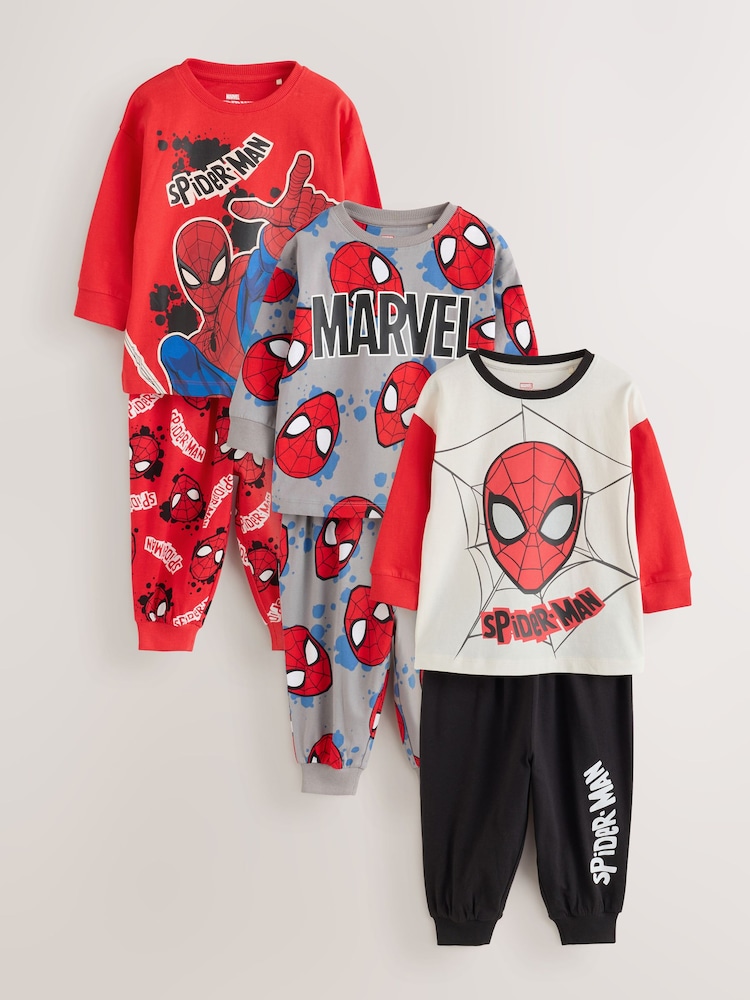 Red/Black/Grey - Spiderman Long Sleeve Jogger Pyjamas 3 Pack (12mths-10yrs) - Attēls 1 no 10 Red/Black/Grey - Spiderman Long Sleeve Jogger Pyjamas 3 Pack (12mths-10yrs) - Attēls 1 no 10