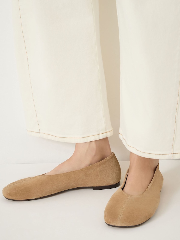 Hush Brown Bertie Round Toe Suede Ballet Flats - Image 1 of 5 Hush Brown Bertie Round Toe Suede Ballet Flats - Image 1 of 5