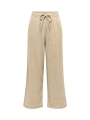 ONLY Textured Cotton Tie Waist Trousers - Imaginea 5 din 7