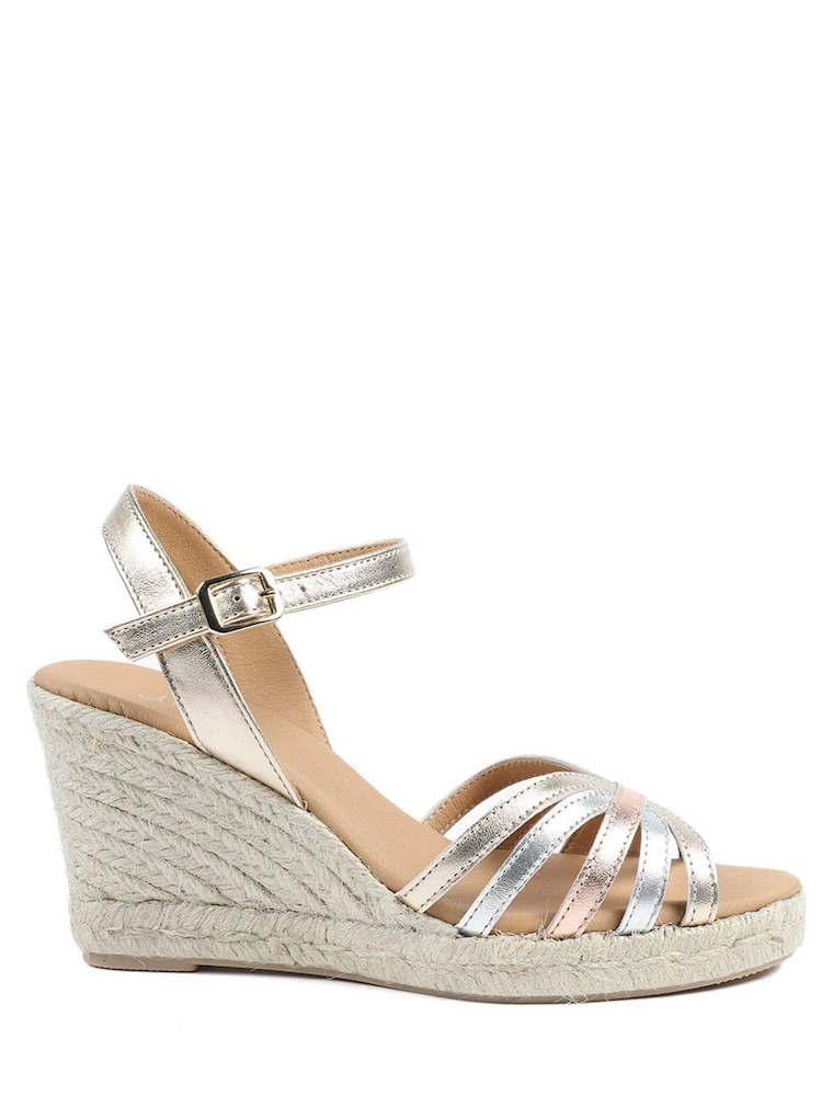 Jones Bootmaker Gold Alivia2 Leather Wedge Espadrilles Shoes - Image 1 of 5 Jones Bootmaker Gold Alivia2 Leather Wedge Espadrilles Shoes - Image 1 of 5