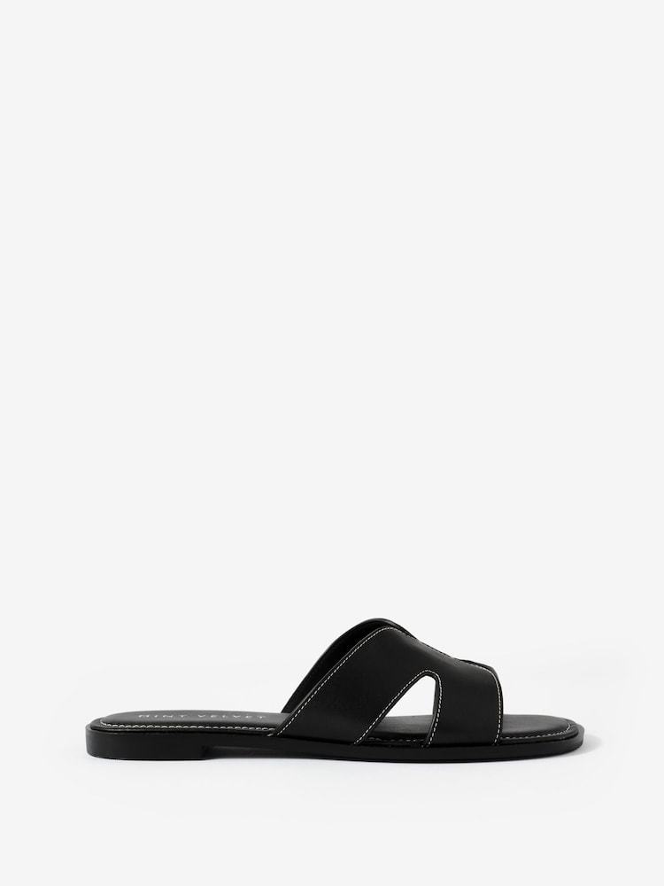 Mint Velvet Black Darcy Leather Sandals - Image 2 of 5