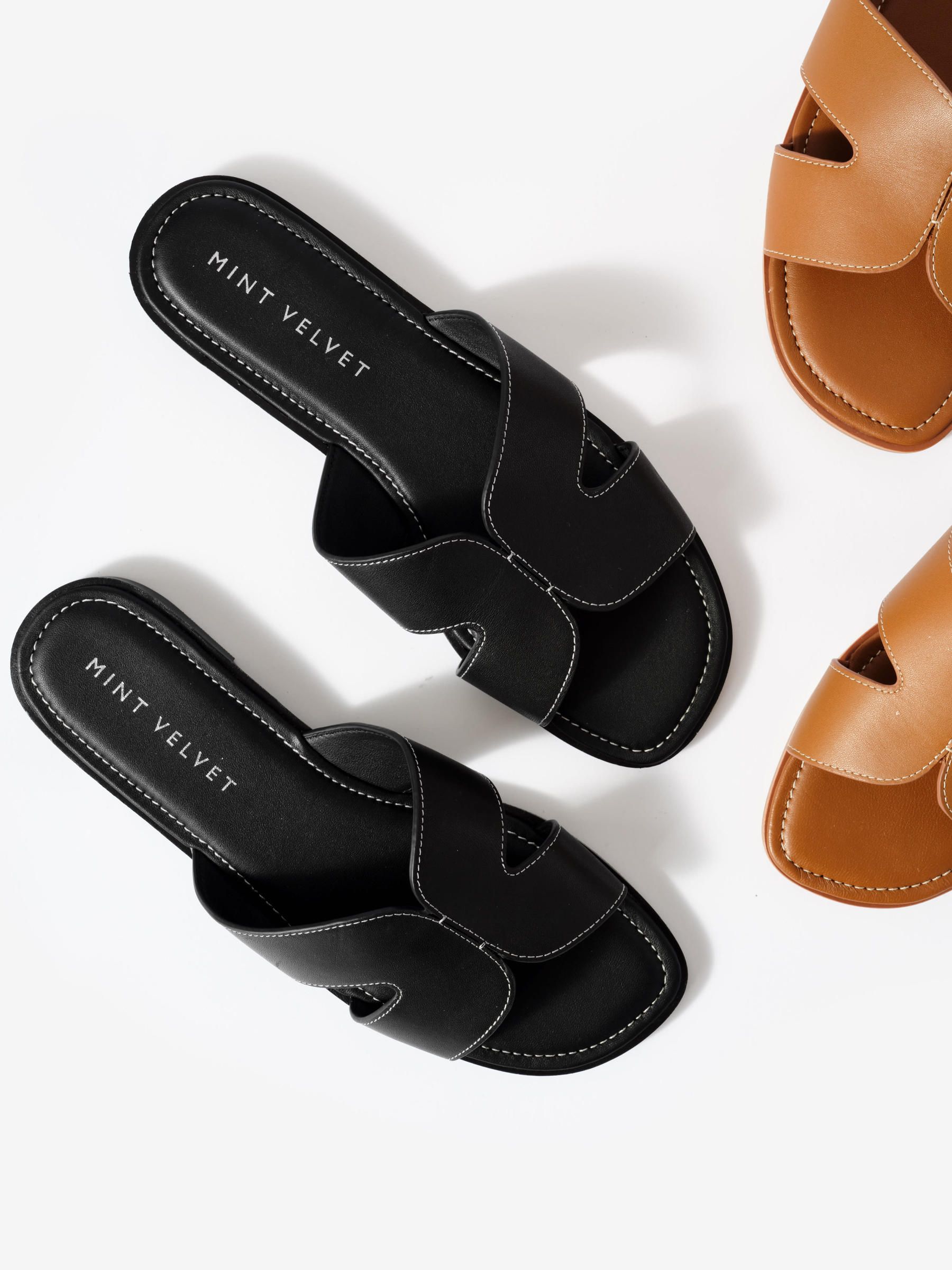 Buy Mint Velvet Black Darcy Leather Sandals from Next USA