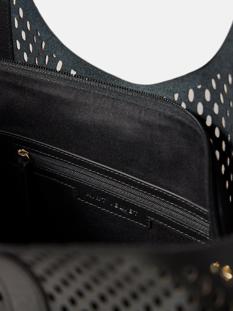 Mint Velvet Black Harlow Leather Tote Bag - Image 4 of 4