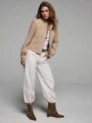 브라운 - Mint Velvet Leather Puff Sleeve Jacket - 8의 이미지 4