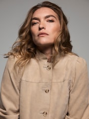 브라운 - Mint Velvet Leather Puff Sleeve Jacket - 8의 이미지 6