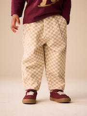 Neutral Checkerboard Pull On Barrel Trousers (3mths-7yrs) - Image 1 of 4