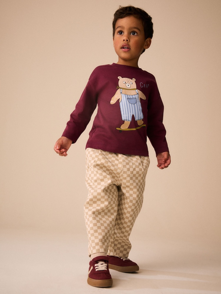 Neutral Checkerboard Pull On Barrel Trousers (3mths-7yrs) - Image 2 of 4