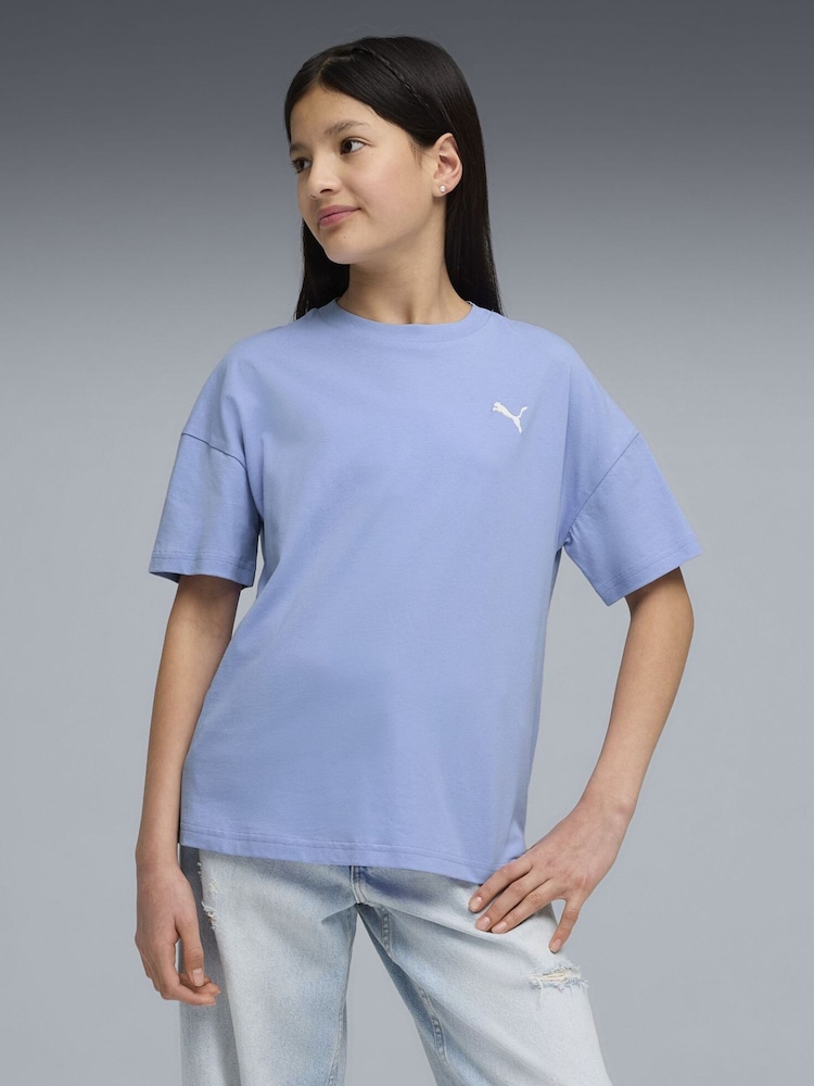 Puma Purple Wardrobe Essentials Relaxed Youth T-Shirt - Image 1 of 5