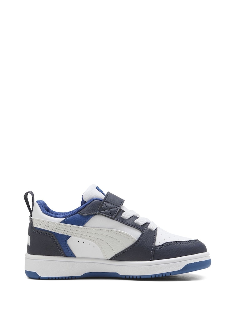 Puma White\Blue Kids Rebound V6 Lo Sneakers - Image 2 of 6