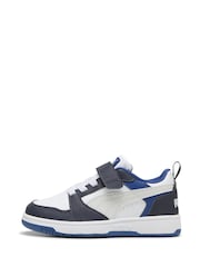 Puma White\Blue Kids Rebound V6 Lo Sneakers - Image 3 of 6