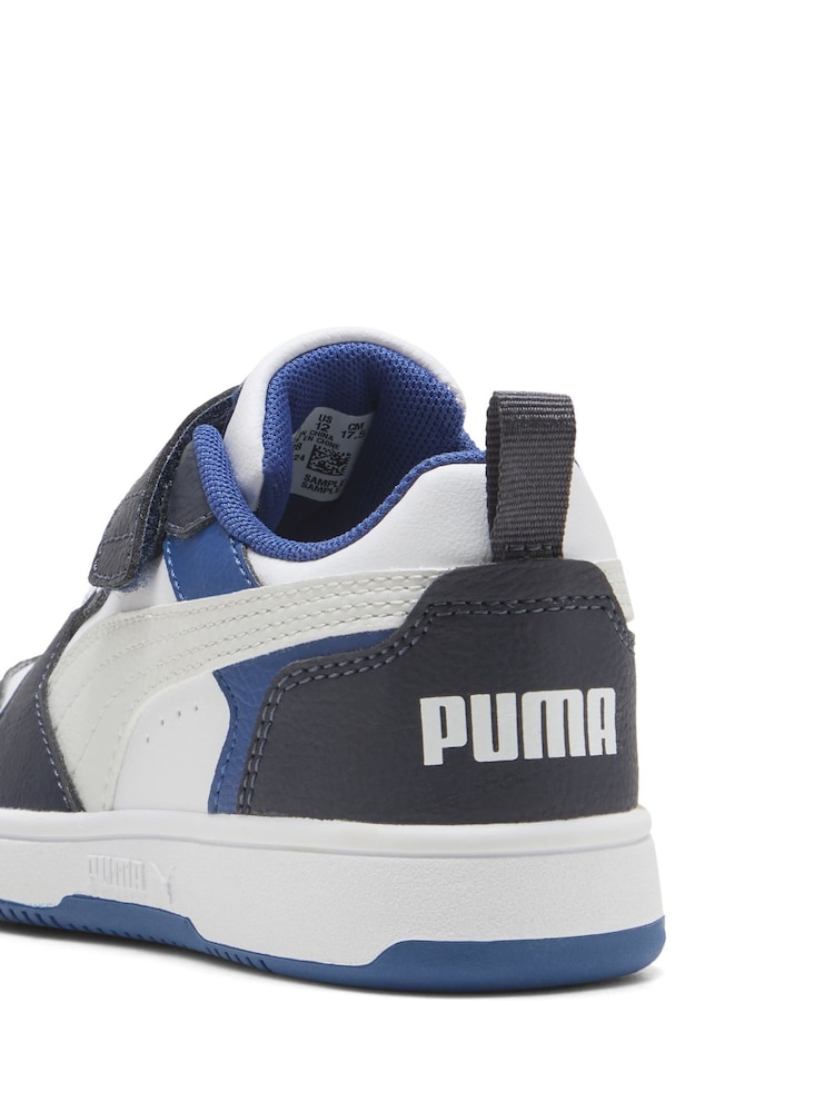 Puma White\Blue Kids Rebound V6 Lo Sneakers - Image 6 of 6