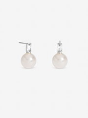 Inicio Silver Tone Cubic Zirconia and Pearl Studs - Gift Pouch - Image 1 of 1
