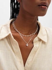 Inicio Sterling Silver Heart Bezel Necklace - Gift Pouch - Image 1 of 3