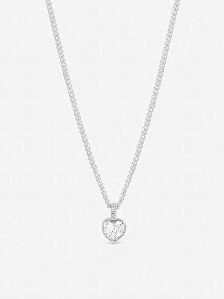 Inicio Sterling Silver Heart Bezel Necklace - Gift Pouch - Image 2 of 3