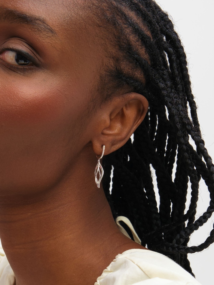 Inicio Sterling Silver Pave Twist Cage Drop Earrings - Gift Pouch - Image 2 of 3