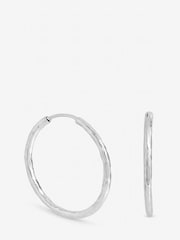 Inicio Silver Tone Molten Small Sleeper Hoops - Gift Pouch - Image 1 of 2