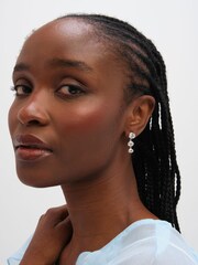 Inicio Silver Tone Graduated Cubic Zirconia Bezel Drop Earrings Gift Pouch - Image 2 of 3