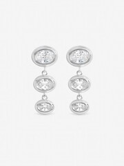 Inicio Silver Tone Graduated Cubic Zirconia Bezel Drop Earrings Gift Pouch - Image 3 of 3